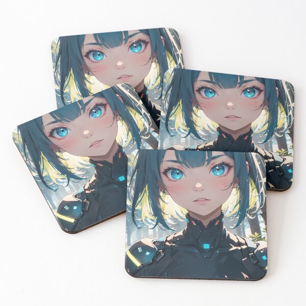 Item preview, Vibrant-haired anime girl in a futuristic cyber bodysuit designed and sold by Comethri.