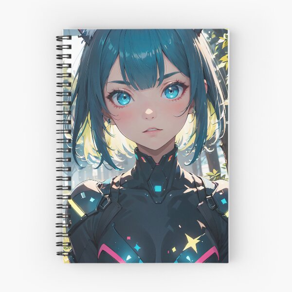 Item preview, Vibrant-haired anime girl in a futuristic cyber bodysuit designed and sold by Comethri.