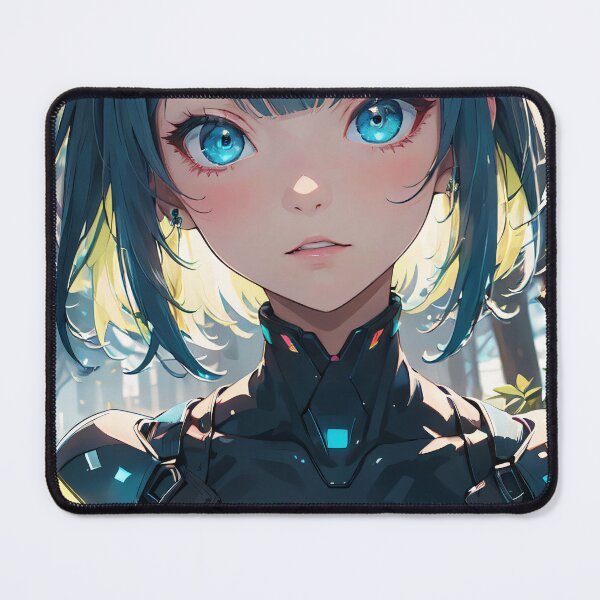 Item preview, Vibrant-haired anime girl in a futuristic cyber bodysuit designed and sold by Comethri.