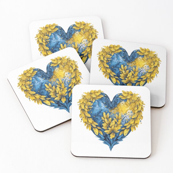 Item preview, Decorativ flowers blue and yellow heart. Ukraine flag colors.  designed and sold by TJprint.