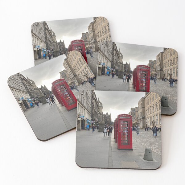Item preview, Red telephone booth golden skies designed and sold by MomMamaMaaam.