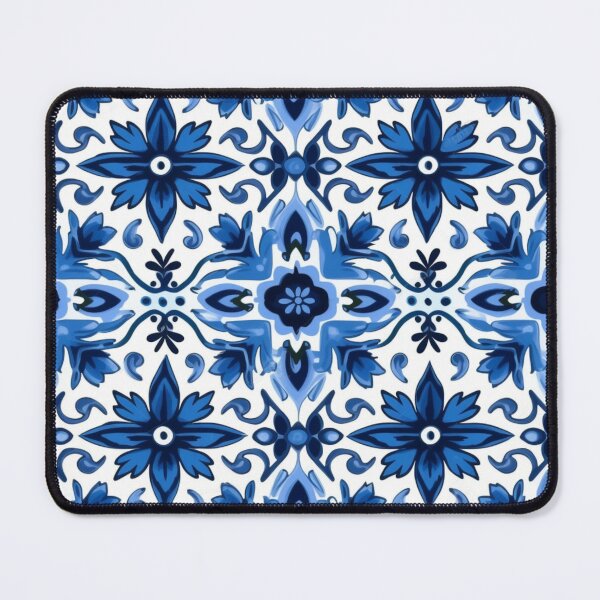 Artikelvorschau, Blaue und weiße Keramikfliesenkunst – vom Barock inspiriertes Design entworfen und verkauft von GiveMeMood.