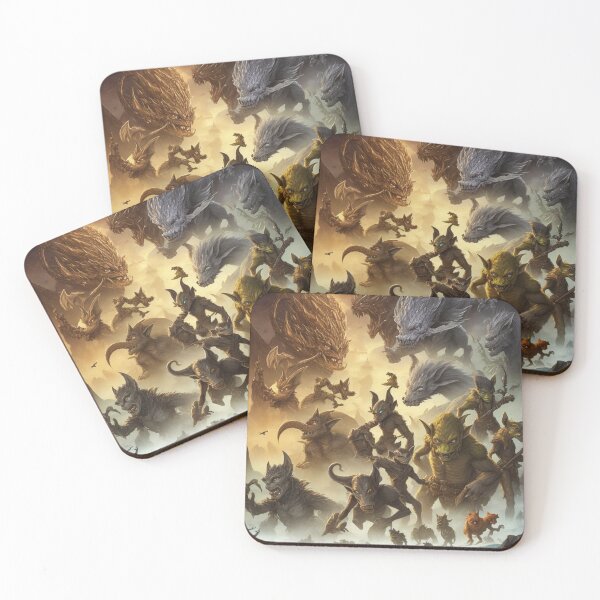 Item preview, Fantasy creatures Goblins Trolls Fairies beautiful poster artwork designed and sold by Vintage Designs +.