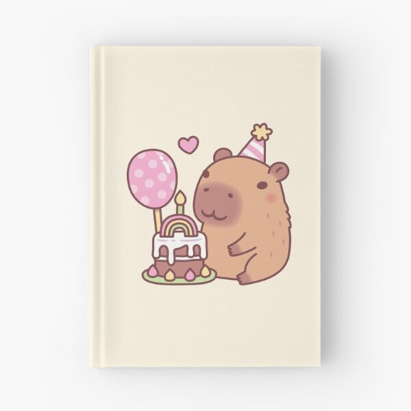 Item preview, Cute Capybara Rainbow Birthday Cake And Balloon designed and sold by rustydoodle.