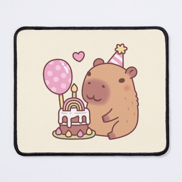 Item preview, Cute Capybara Rainbow Birthday Cake And Balloon designed and sold by rustydoodle.