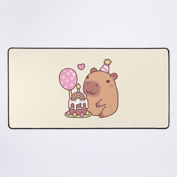 Item preview, Cute Capybara Rainbow Birthday Cake And Balloon designed and sold by rustydoodle.
