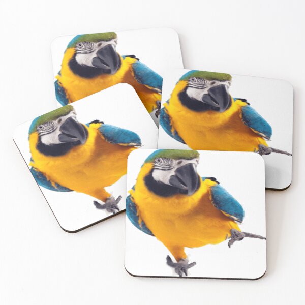 Item preview, blue winged orange parrot jumping happily designed and sold by Dexter-Block13.
