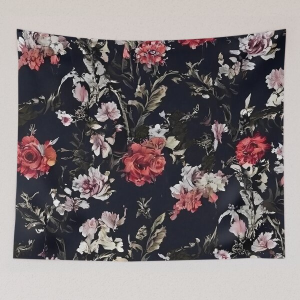 Item preview, Mid Century Modern Dark Royal Red and Soft White Pink Flowers designed and sold by RicsArtistry.