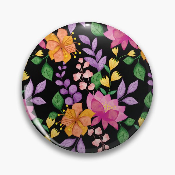 Item preview, Watercolor Floral Pattern - Botanical Art On Black designed and sold by Ayesha Saleem.