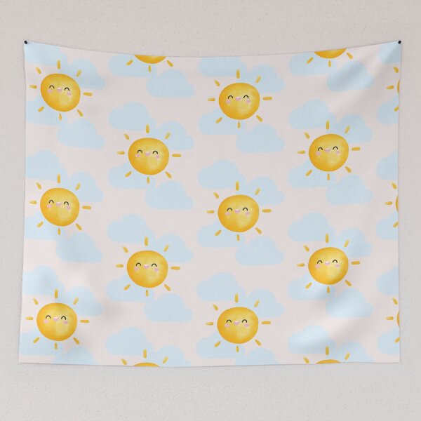 Item preview, Mommy's Little Sunshine - Sun Smiling with Clouds Print designed and sold by SchmancyPrints.