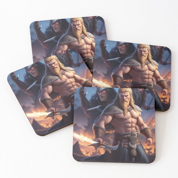 Item preview, Viking barbarians cool fantasy poster art designed and sold by Vintage Designs +.