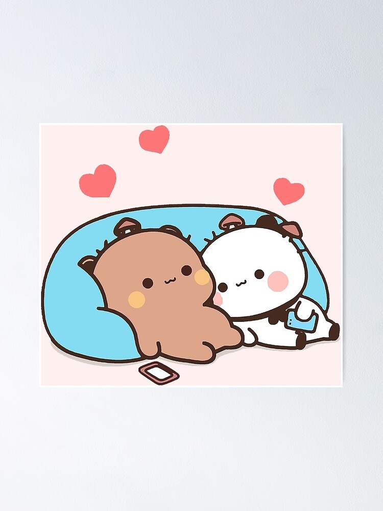 Bubu and Dudu, Cute Bear Couple, Panda Yier, Bubu Brownie Bear Sticker  Poster for Sale by valeriehsin