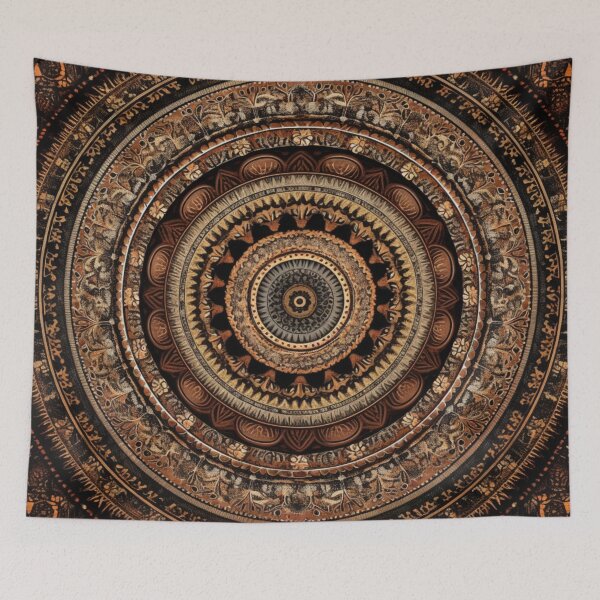 Item preview, brown circular design background, in the style of kaleidoscopic designs designed and sold by PinkPinkArts.
