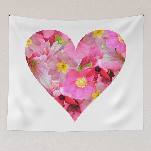 Item preview, Pink Flowers Heart Design. Vibrant Romantic Valentine Theme. designed and sold by origoo.
