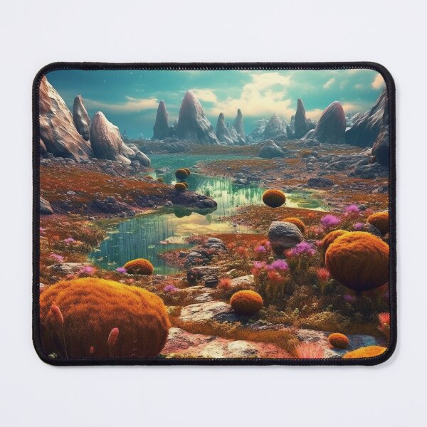 Item preview, Vibrant Alien Landscape: Photo-Realistic Digital Art of an Exotic World with Mossy Spores and Stone Formations designed and sold by stateofhuman.