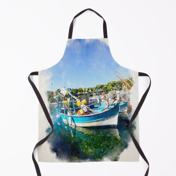 Item preview, Seascape of Niel Moored Boats in watercolor designed and sold by FotoMahieu.