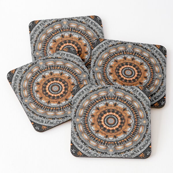 Item preview, orange silver gold circular design background, in the style of kaleidoscopic designs, light violet designed and sold by PinkPinkArts.
