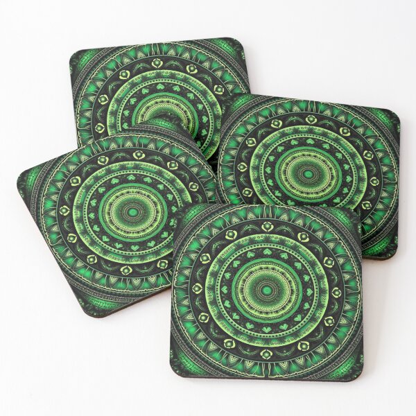 Item preview, green abstract backgrouyellow gold circular design background, in the style of kaleidoscopic designs, light violetnd pettern Color decorative element  designed and sold by PinkPinkArts.