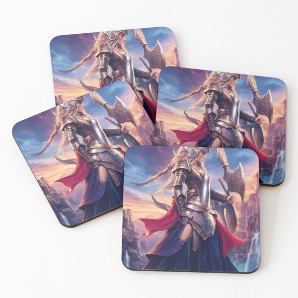 Item preview,  Female Viking Valkyrie barbarians cool fantasy poster art designed and sold by Vintage Designs +.