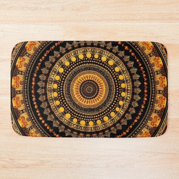 Item preview, yellow gold circular design background, in the style of kaleidoscopic designs, light violet designed and sold by PinkPinkArts.