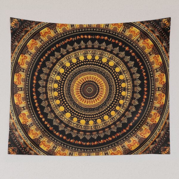 Item preview, yellow gold circular design background, in the style of kaleidoscopic designs, light violet designed and sold by PinkPinkArts.