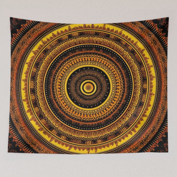 Item preview, yellow gold circular design background, in the style of kaleidoscopic designs, light violet designed and sold by PinkPinkArts.