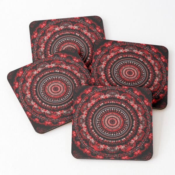 Item preview, red circular design background, in the style of kaleidoscopic designs, light violet designed and sold by PinkPinkArts.