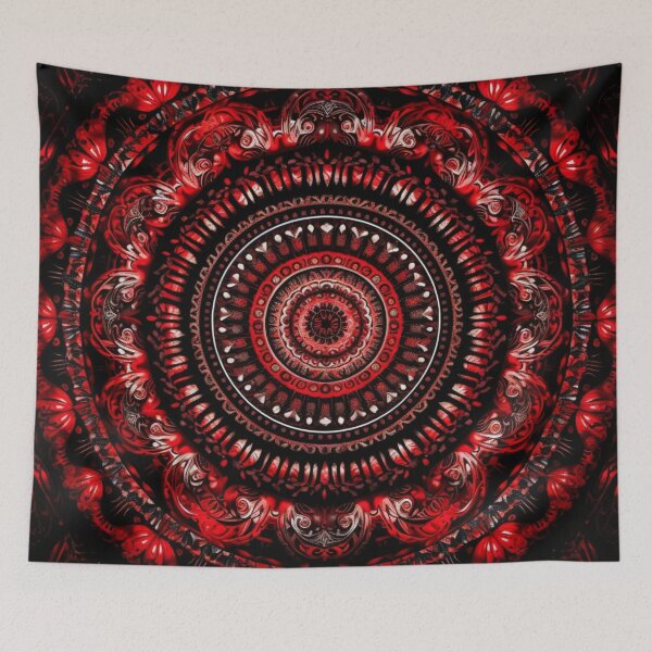 Item preview, red circular design background, in the style of kaleidoscopic designs, light violet designed and sold by PinkPinkArts.