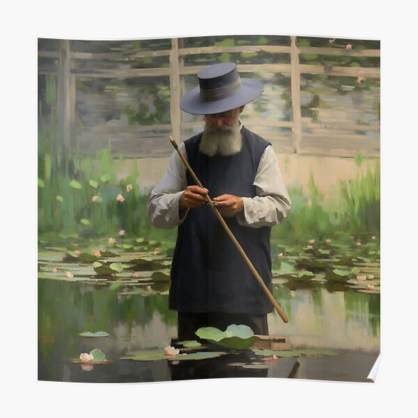 Claude Monet and his water lilies Poster
