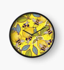 Reloj Amarillo limón y jardín de abejas.