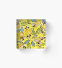 Yellow lemon and bee garden. Acrylic Block