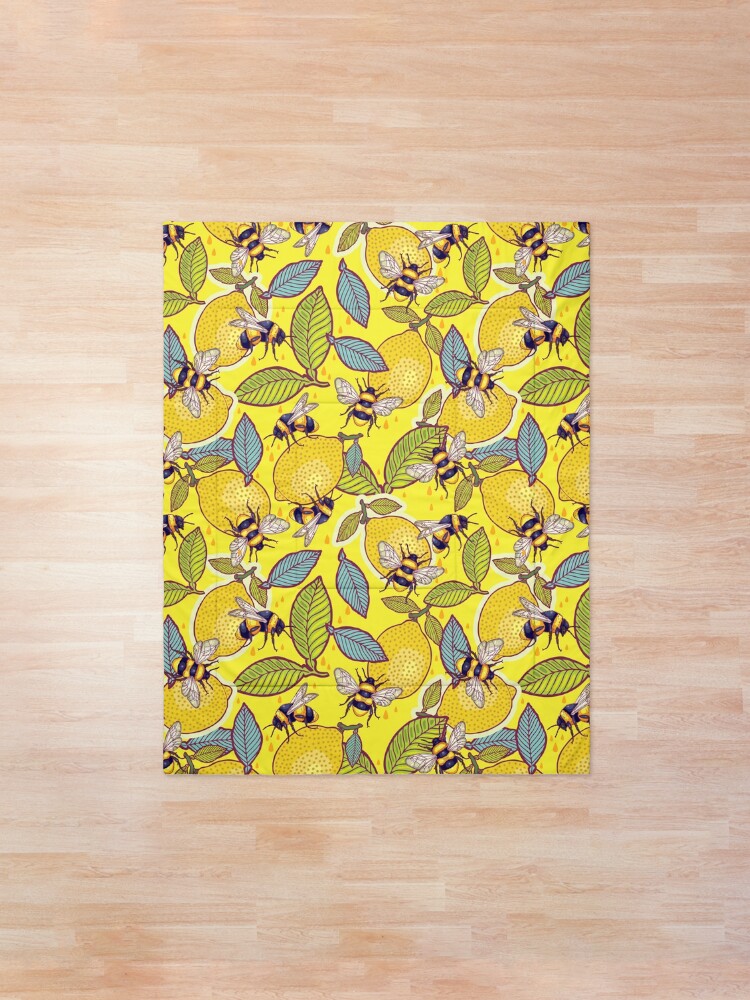 Alternate view of Yellow lemon and bee garden. Comforter