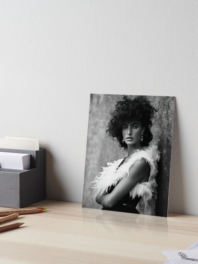 Black and white 4K photograph of beautiful young woman with feather boa  Art Board Print for Sale by Linkbekka