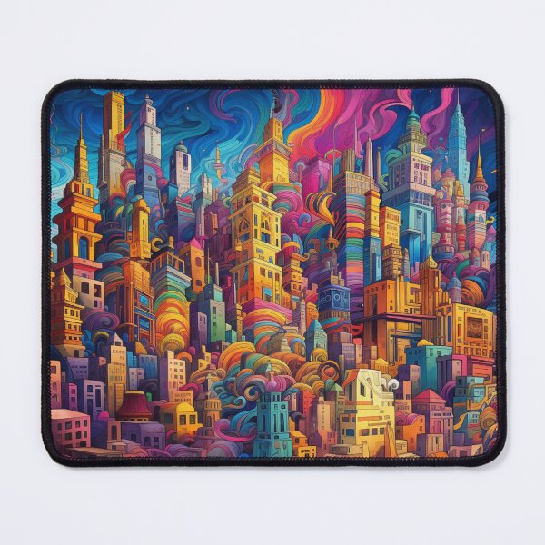 Artikelvorschau, Mind-Bending Psychedelic Cityscape: Twisting and Turning Impossible Shapes entworfen und verkauft von MedusaAiArt.