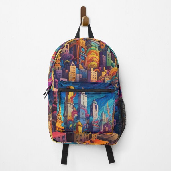 Artikelvorschau, Mind-Bending Psychedelic Cityscape: Twisting and Turning Impossible Shapes entworfen und verkauft von MedusaAiArt.