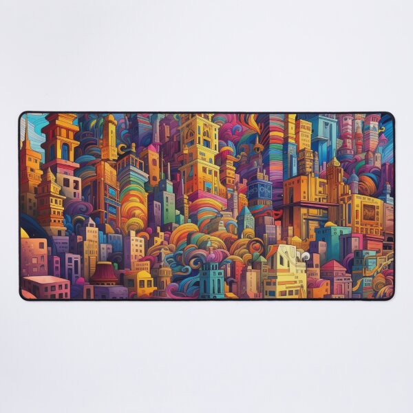 Artikelvorschau, Mind-Bending Psychedelic Cityscape: Twisting and Turning Impossible Shapes entworfen und verkauft von MedusaAiArt.