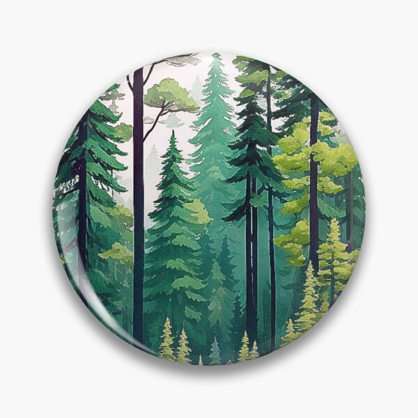Item preview, Harmonious coniferous forest on the river bank designed and sold by Minpadesign.