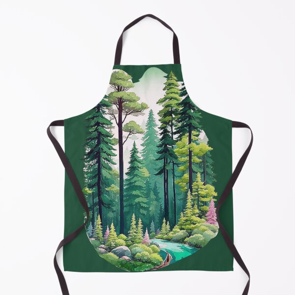 Item preview, Harmonious coniferous forest on the river bank designed and sold by Minpadesign.
