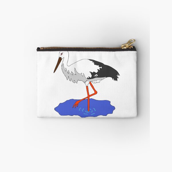 Item preview, Red legged white stork catches fish in puddle designed and sold by Kuhic-Adr196.