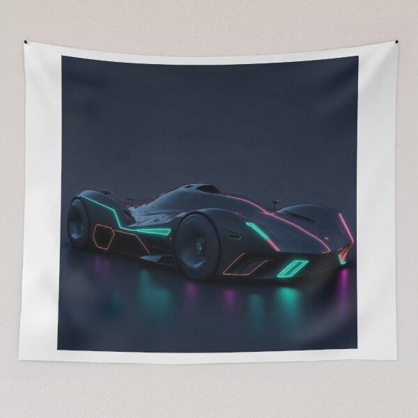 Item preview, Neon Power: The Futuristic Allure of a Formula 1 Car in White Ambiance designed and sold by RedArtG09.