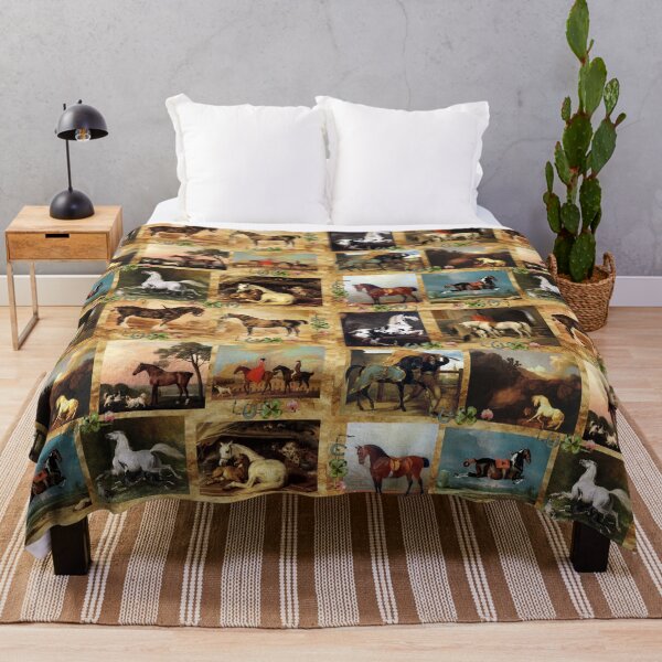 Item preview, HORSES FINE ART PAINTINGS PARCHMENT PATTERN WITH HORSESHOES AND SHAMROCKS designed and sold by BulganLumini.