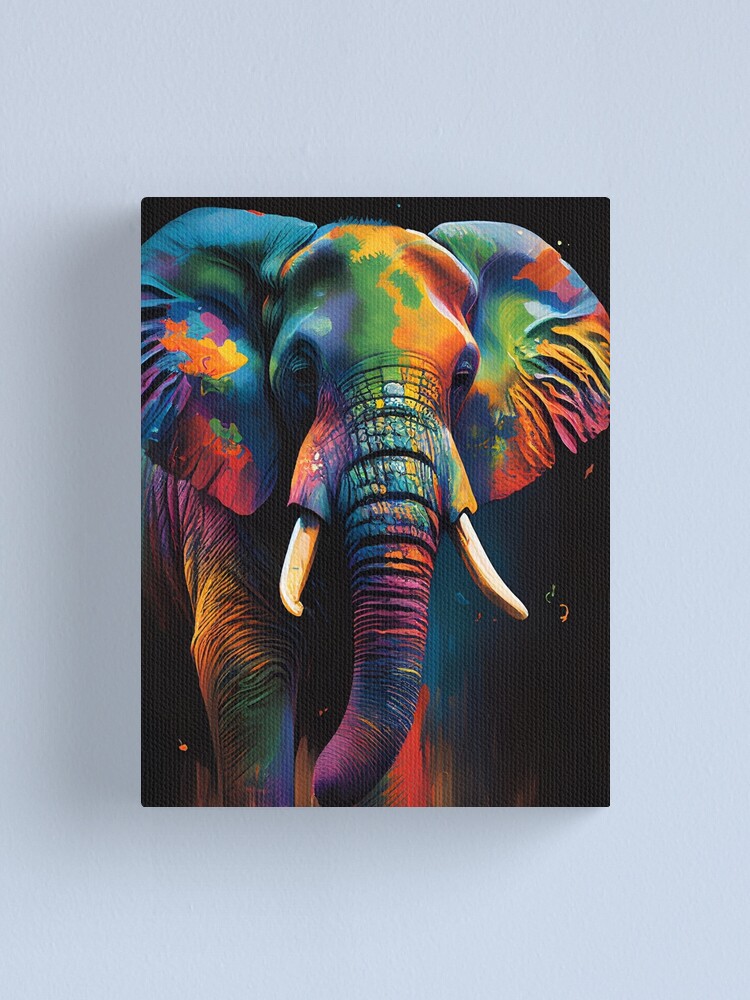 pintura de elefante colorido sobre lienzo