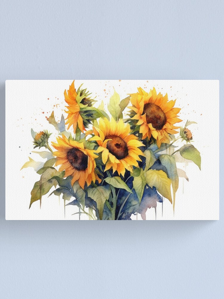 Watercolor Sunflower Canvas Print