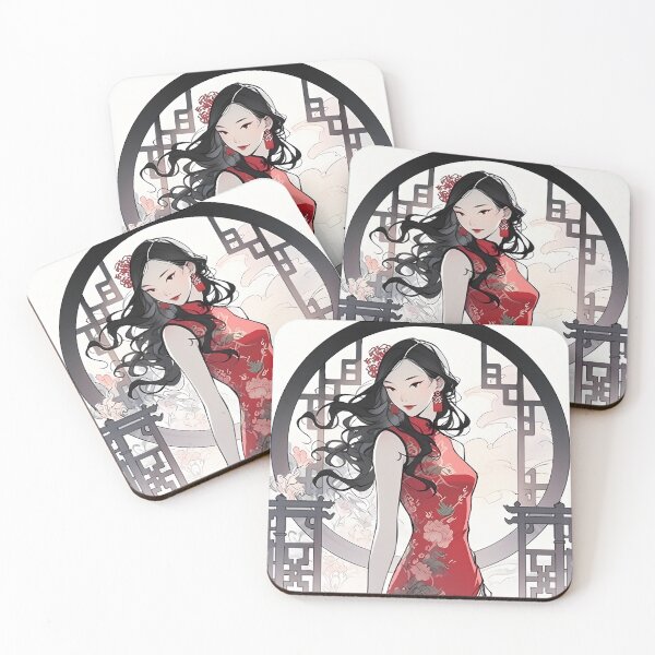 Item preview, Cartoon image of a classical Chinese beauty in a cheongsam designed and sold by AxelrodCN.