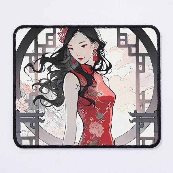 Item preview, Cartoon image of a classical Chinese beauty in a cheongsam designed and sold by AxelrodCN.