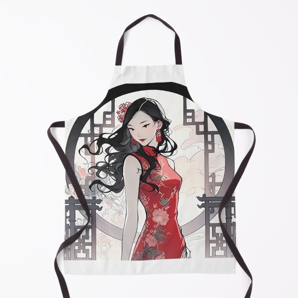 Item preview, Cartoon image of a classical Chinese beauty in a cheongsam designed and sold by AxelrodCN.