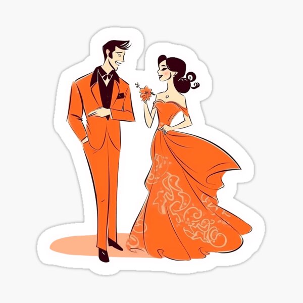 Orange wedding invitation card Sticker