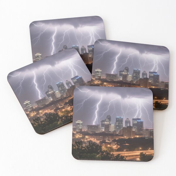 Item preview, Luminous Thunderstruck Electric Cityscape Night Photography Power of Nature designed and sold by DigiNook.