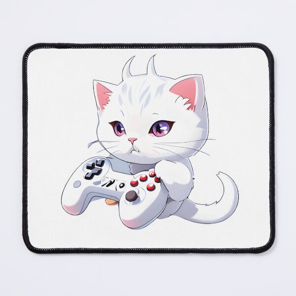 Item preview, White Cat Playing With Video Game Controller designed and sold by BabiesNanimals.