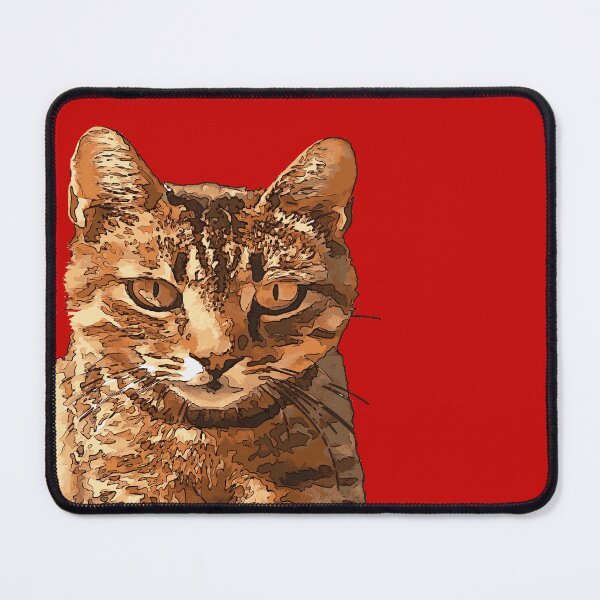 Item preview, Gorgeous Tabby Cat With Staring Eyes Black Outline Art designed and sold by taiche.